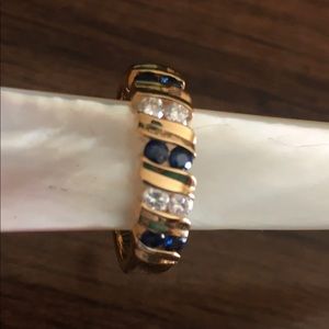 3/4 ct. Genuine Diamond/sapphire band matched set